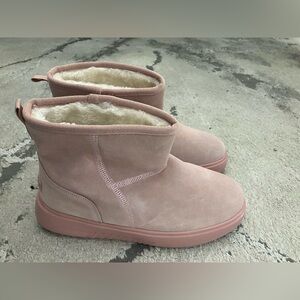 Pink Suede Ankle Boots with Fur Lining New